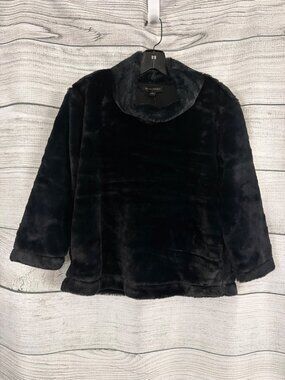 NWT Banana Republic Black Faux Fur Pullover Turtleneck Top Size S